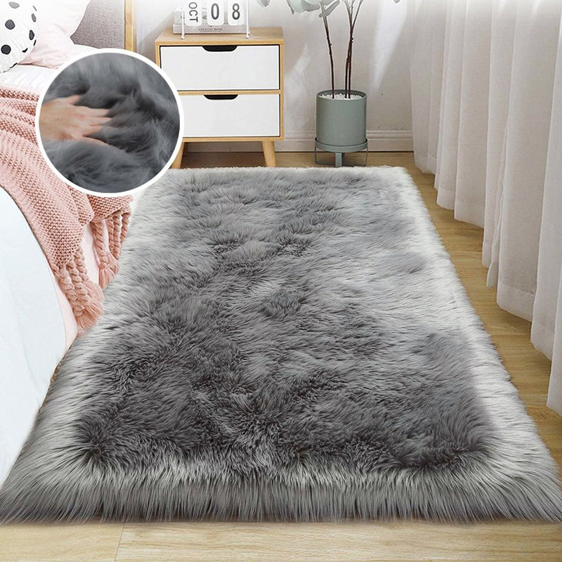 Lifeideas Retangular Super Soft Shaggy Area Rug Grey