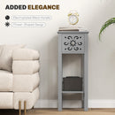 HOMCOM Bedside Table Set, End Table Set with Drawer and Storage Shelf, Grey