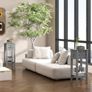 HOMCOM Bedside Table Set, End Table Set with Drawer and Storage Shelf, Grey