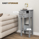 HOMCOM Bedside Table Set, End Table Set with Drawer and Storage Shelf, Grey