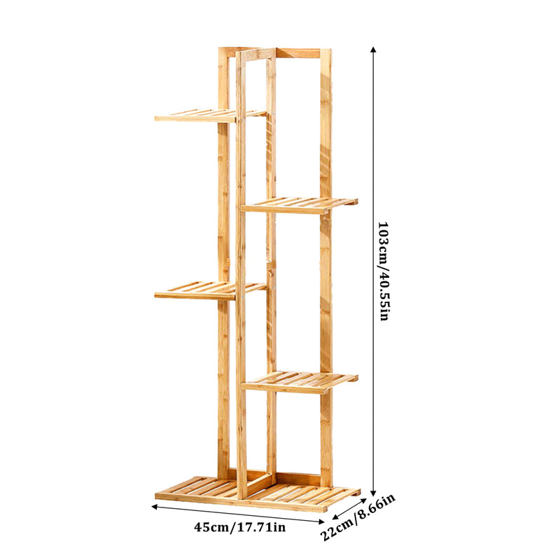 Breeins Rustic Wooden Plant Stand with Shelves
