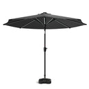 Garden Sanctuary Large Solar Powered LED Patio Umbrella for Outdoor Garden Patio with Base
