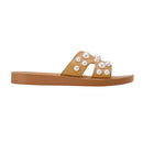Pearl Embellished Leather Slide Sandals