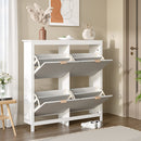 Livingandhome Modern White Shoe Cabinet with Drawers