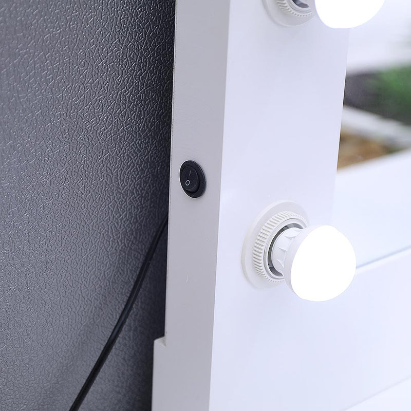 Livingandhome White Dressing Table Makeup Desk Vanity With LED Light Mirror Bedroom