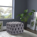 Livingandhome Square Velvet Upholstered Buttoned Footstool