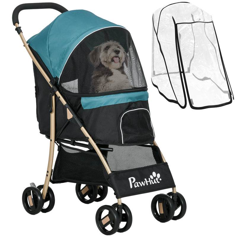 PawHut Pet Stroller for XS and S Dogs w/ Rain Cover