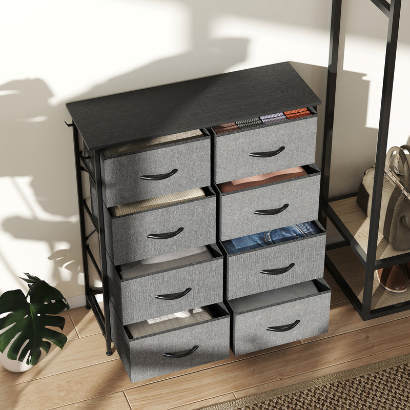 HOMCOM Fabric Chest Of Drawers, 8 Drawer Dresser For Bedroom