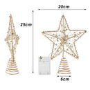 Lifeideas Modern Metal Pre-Lit Star Christmas Tree Topper with Beads