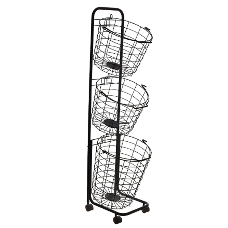 Lifeideas 3-Tier Iron Rolling Laundry Basket with Wheels