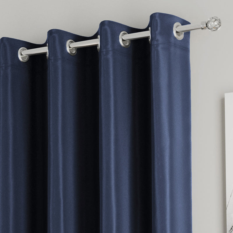 Enhanced Living Nightfall Plain Supersoft Navy Thermal Blockout Single Eyelet Door Curtain