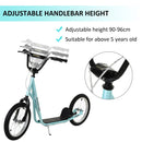 HOMCOM Blue Wide Deck Teen Kids Stunt Scooter
