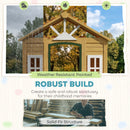 AIYAPLAY Outdoor Playhouse, Wooden Wendy House with Door, 2 Flower Boxes