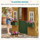 AIYAPLAY Outdoor Playhouse, Wooden Wendy House with Door, 2 Flower Boxes