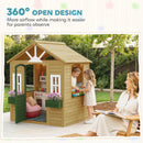 AIYAPLAY Outdoor Playhouse, Wooden Wendy House with Door, 2 Flower Boxes