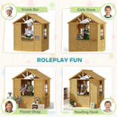 AIYAPLAY Outdoor Playhouse, Wooden Wendy House with Door, 2 Flower Boxes