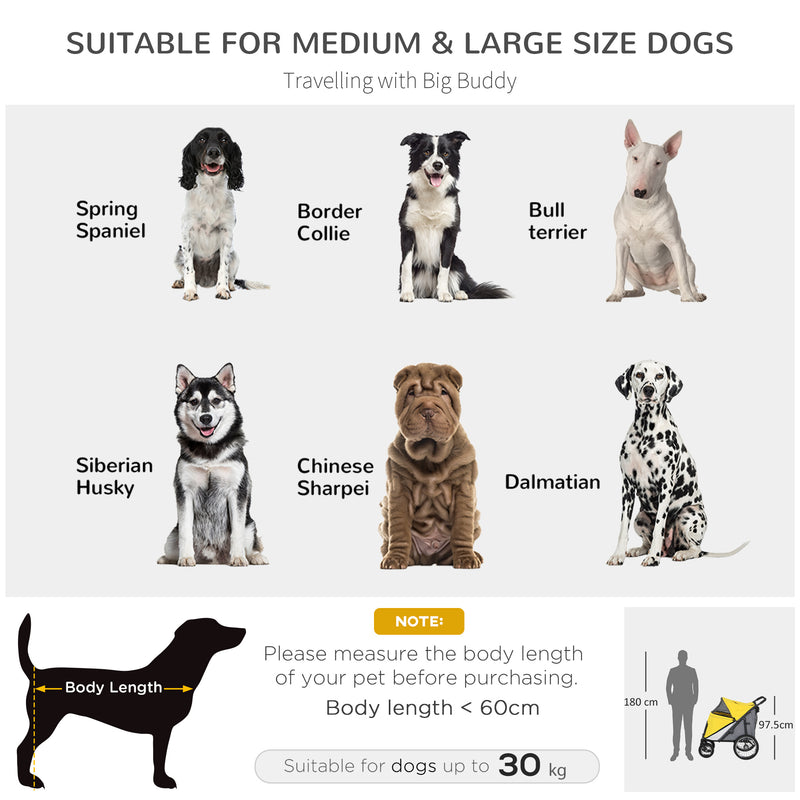 PawHut Foldable Pet Stroller With Cushion, For M, L Dogs