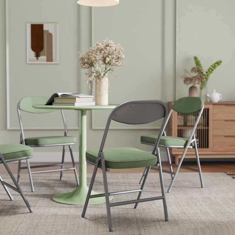 HOMCOM Folding Chairs Set of 4 with Cushioned Seat, Steel Frame