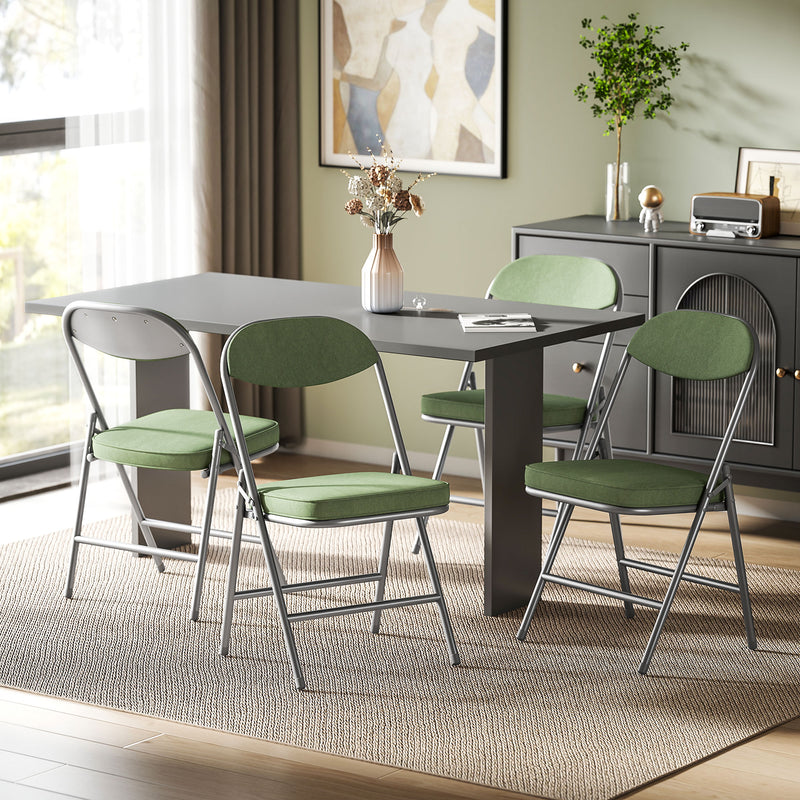 HOMCOM Folding Chairs Set of 4 with Cushioned Seat, Steel Frame