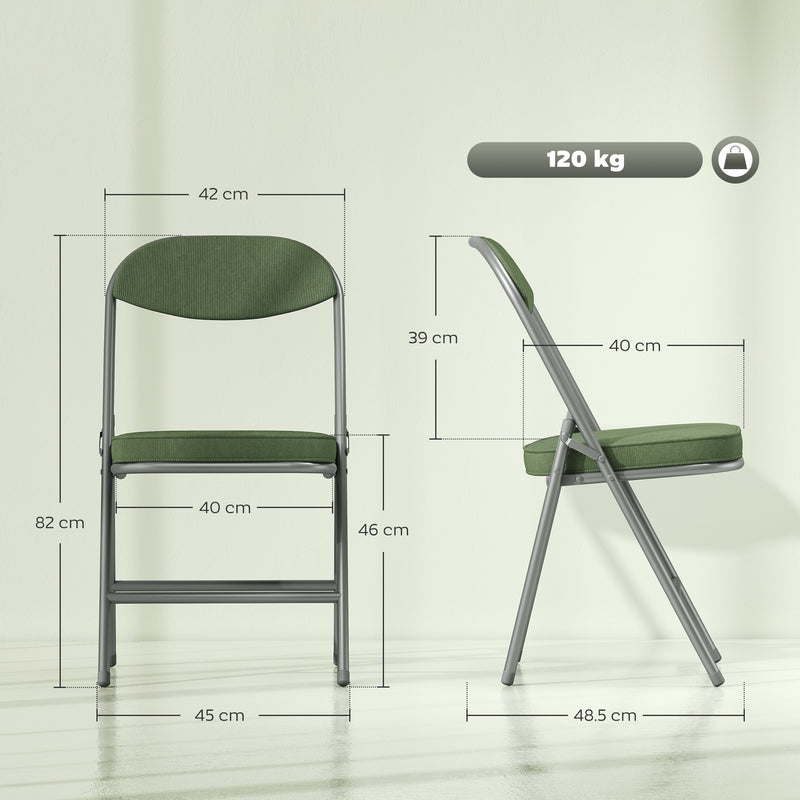 HOMCOM Folding Chairs Set of 4 with Cushioned Seat, Steel Frame