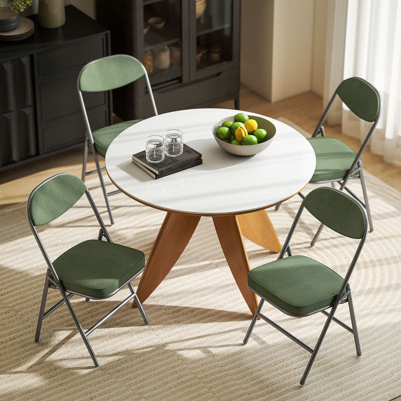 HOMCOM Folding Chairs Set of 4 with Cushioned Seat, Steel Frame