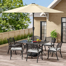 Breeins Set Of 7 Retro Garden Bistro Set Cast Aluminum With Cushions