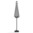 Large Solar Powered LED Patio Parasol Umbrella For Outdoor Garden Patio With Base Grey