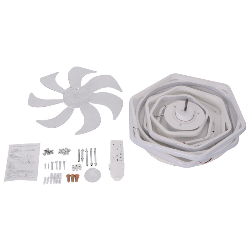 Cottonfy UK Geometrical Ceiling Mount LED Fan Light