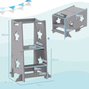 AIYAPLAY 2-in-1 Toddler Step Stool With Safety Rail For Kitchen, Grey