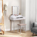 Livingandhome MDF Vanity Table with Storage Drawers and Padded Stool