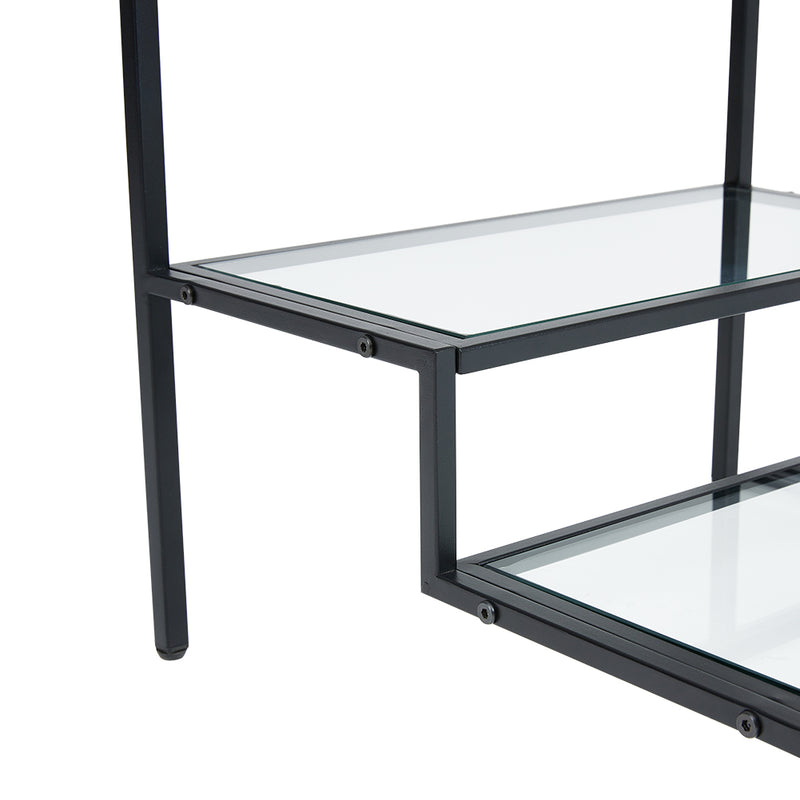 Livingandhome Ladder Style Tempered Glass Side Table