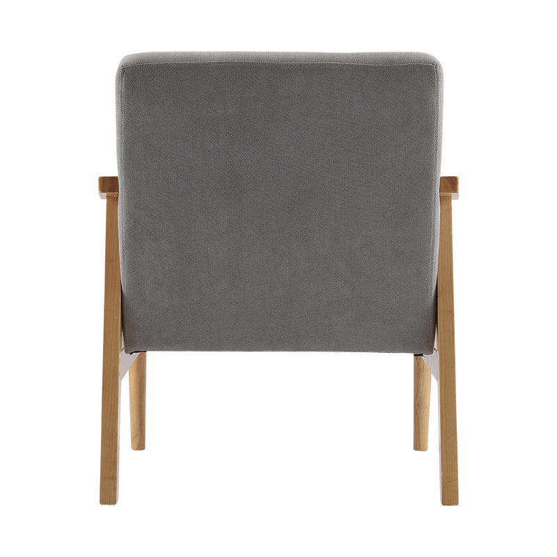 Livingandhome Grey Fabric Armchair with Wooden Frame