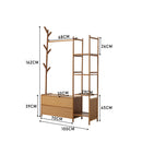 Livingandhome Freestanding Bamboo Clothes Rack with Storage Shelves