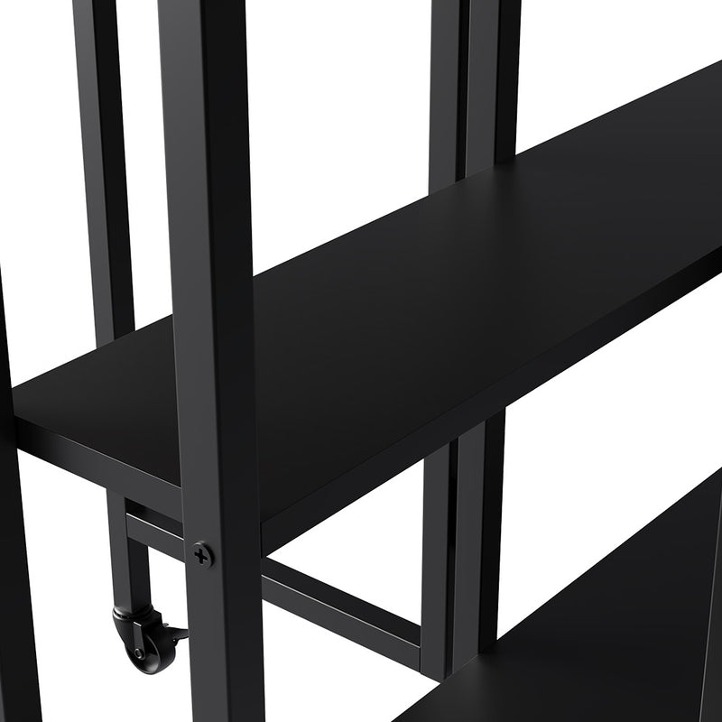 Livingandhome Folding Dining Table with Wheels and Storage Shelves