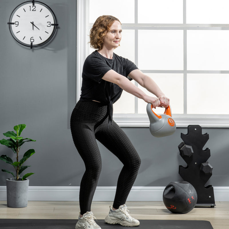 SPORTNOW 8kg Kettle Bell with Handle for Home Gym, Orange and Grey