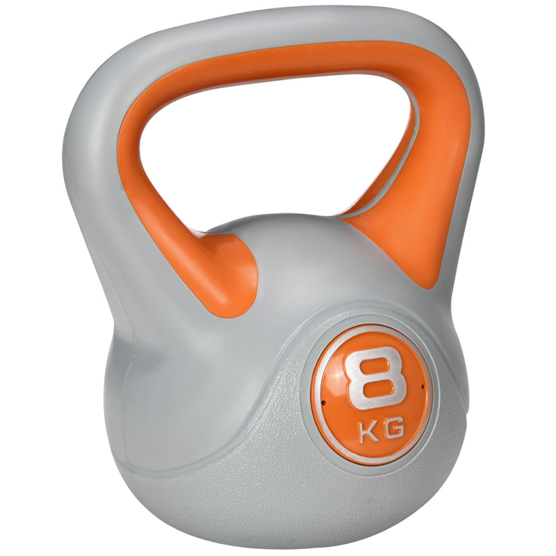 SPORTNOW 8kg Kettle Bell with Handle for Home Gym, Orange and Grey