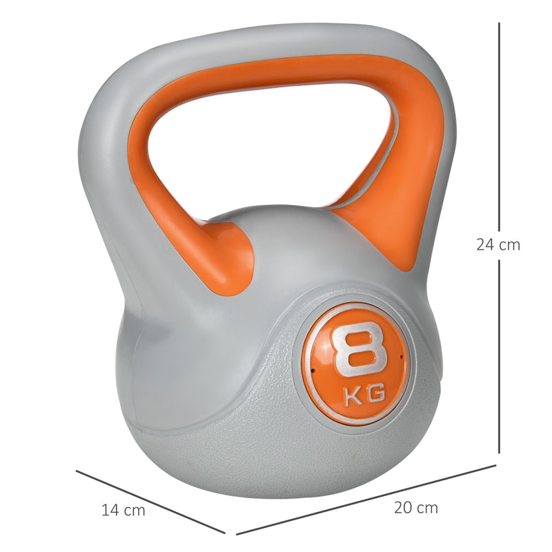 SPORTNOW 8kg Kettle Bell with Handle for Home Gym, Orange and Grey