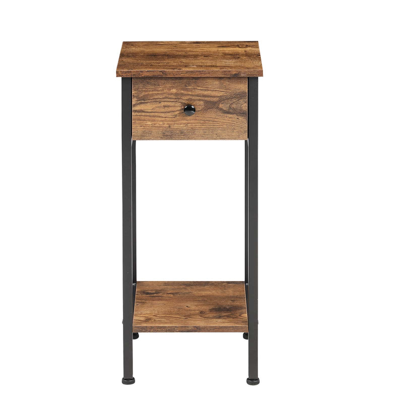 Livingandhome Industrial Side Table with Drawer and Shelf