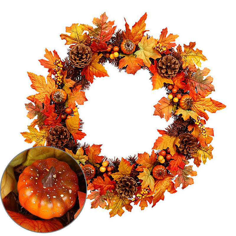 LED Artificial Maple Leaf Wreath