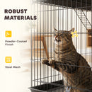 PawHut 3-Tier Large Cat Cage Indoor, Detachable Metal Wire Kennel W/ Hammock