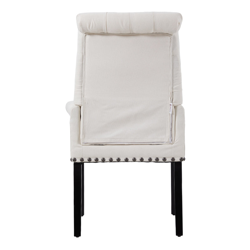 Livingandhome Beige Linen Upholstered Dining Chair