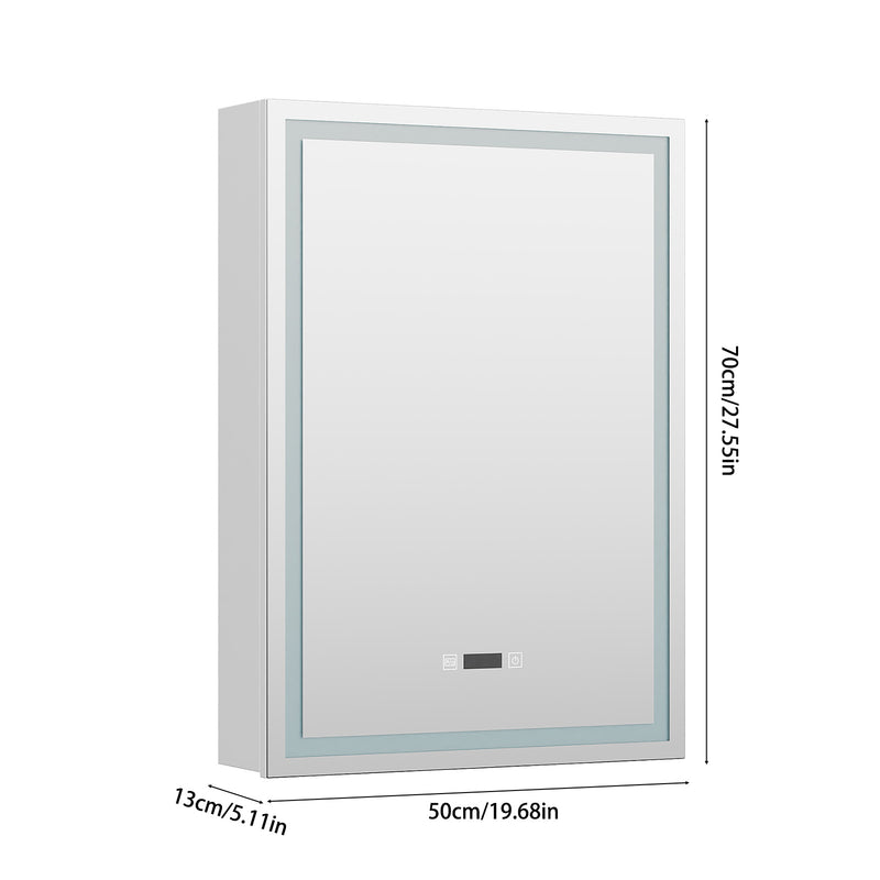 Livingandhome Single-Door Bathroom Mirror Cabinet with LED Lighting