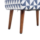Livingandhome Mid-Century Patterned Ottoman Footstool with Walnut Legs