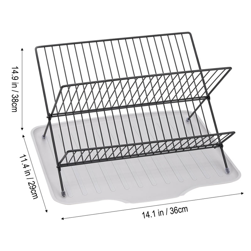 Lifeideas 2-Tier Foldable Countertop Dish Drying Rack with Drip Tray