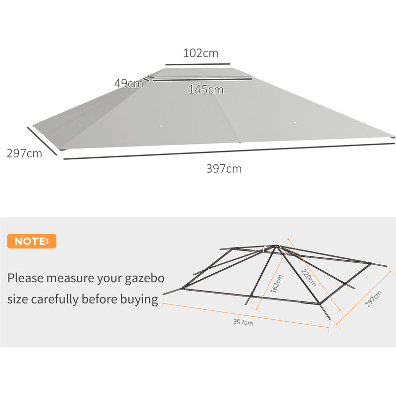 Outsunny 3 X 4m Gazebo Canopy Replacement Gazebo Roof Cover - Grey
