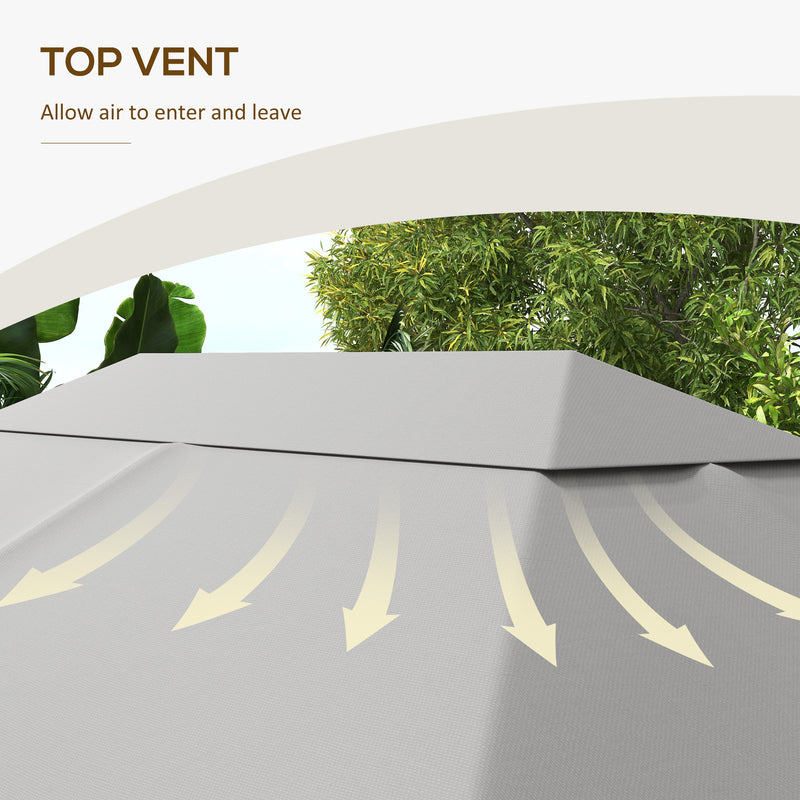 Outsunny 3 X 4m Gazebo Canopy Replacement Gazebo Roof Cover - Grey
