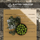 Outsunny Garden Table with Parasol Hole, Slatted Metal Tabletop, Brown