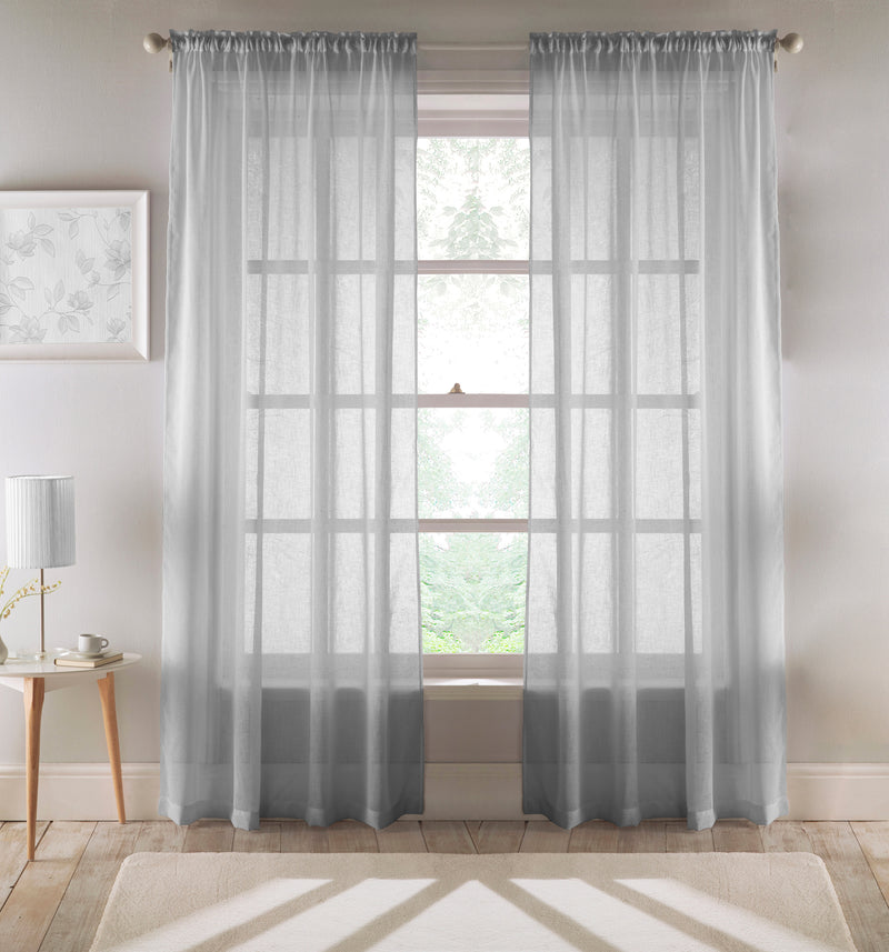 Eden Silver 100% Recycled Plain Voile Panel - Pair