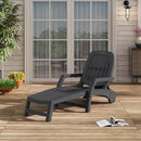 Livingandhome Outdoor Folding Lounge Chair Recliner with Wheels