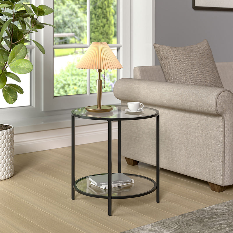 Livingandhome Round Tempered Glass Side Table